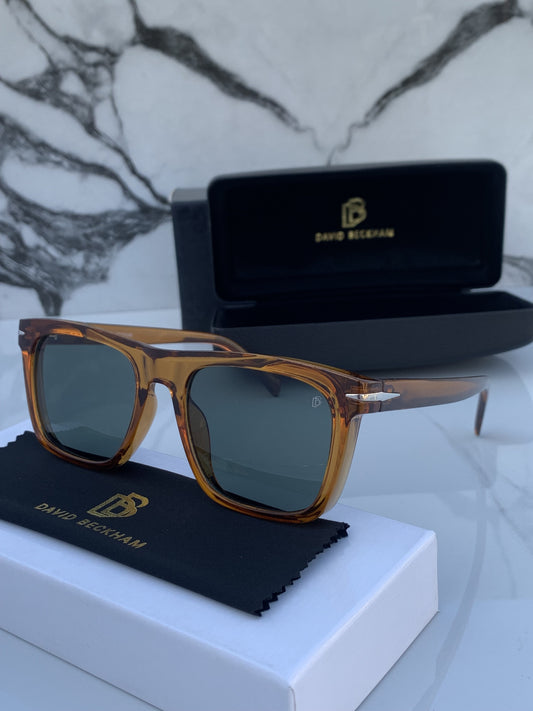 Branded Db Square Brown Green Sunglasses (With Original Kit)
