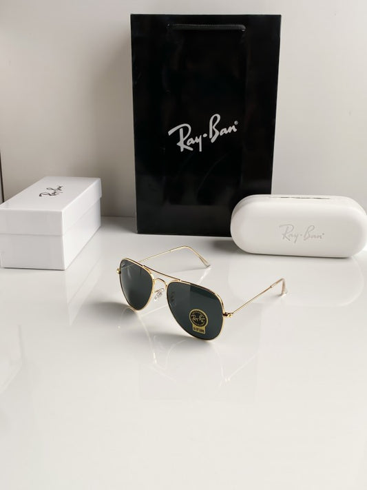 Branded Rb Gold Black Aviator Sunglasses (With Original Kit)