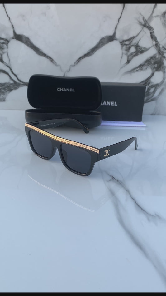 Branded Chnl Prs Full Black Sunglasses (With Original Kit)